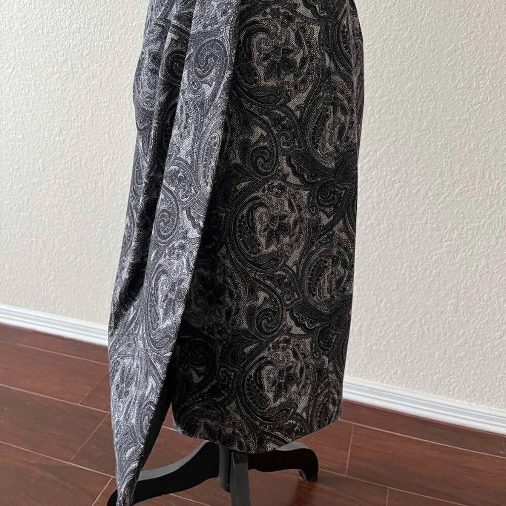 Talbots Gray Black Paisley Wrap Skirt Wool Blend Lined 6 Petite Excellent - Picture 7 of 11